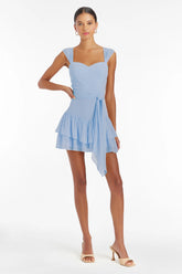 Style Slip Satin Mini Dress Blue